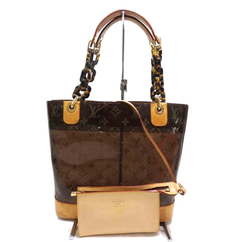 Louis Vuitton Cabas Ambre Monogram Tote Bag Canvas Leather White Brown